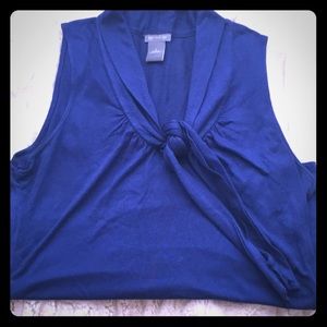 Ann Taylor Dark Blue Front-tie Tank